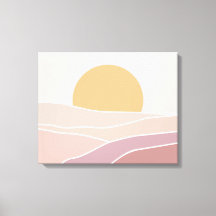 Rosa & Mauve Minimalist Sunset Wall Art Canvas
