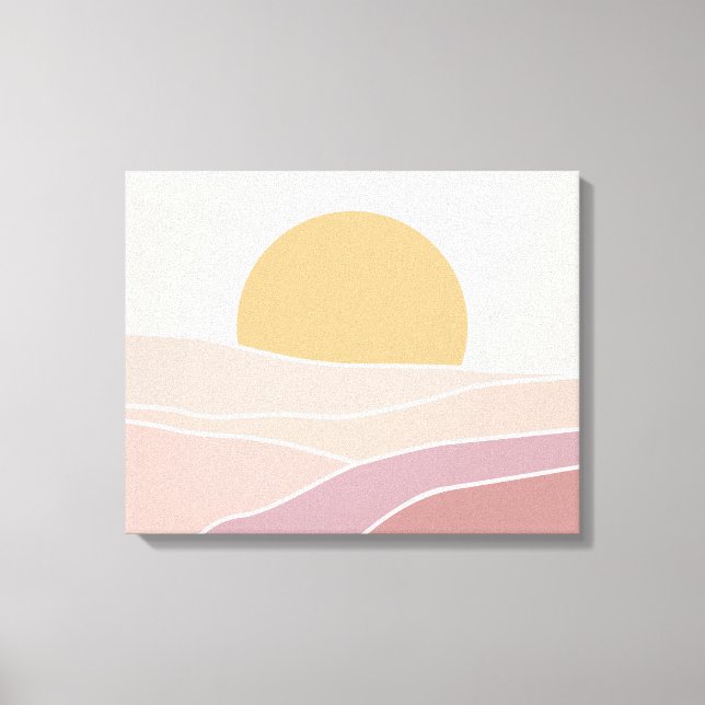 Rosa & Mauve Minimalist Sunset Wall Art Canvas (Framsida)