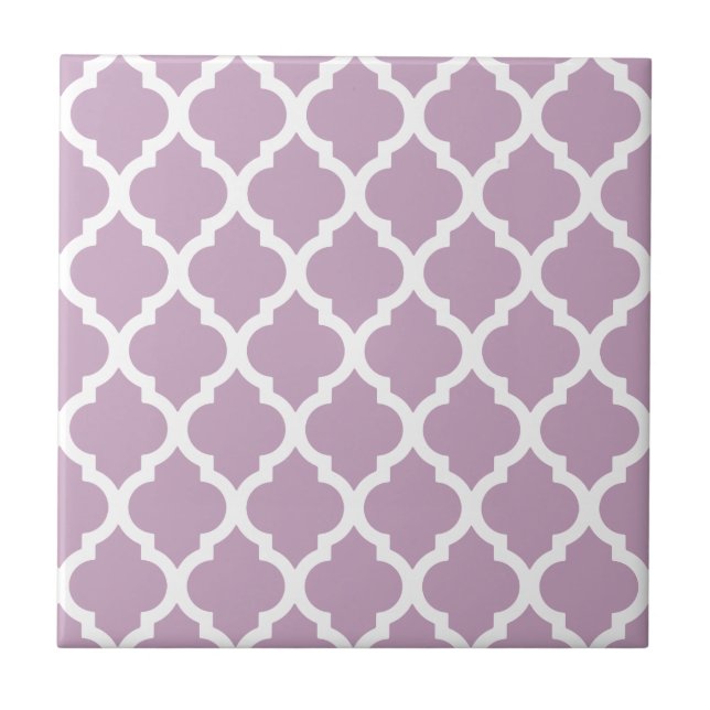 Rosa Mauve Mist Moroccan Tile Trellis Kakelplatta (Framsidan)