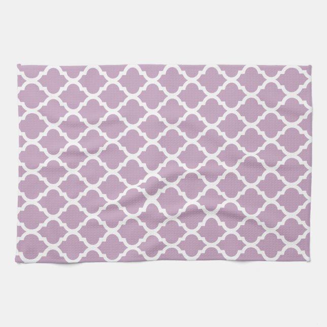 Rosa Mauve Mist Moroccan Tile Trellis Kökshandduk (Horisontell)