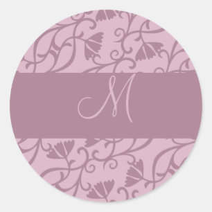 Rosa & Mauve Monogram Runt Klistermärke
