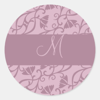 Rosa & Mauve Monogram Runt Klistermärke