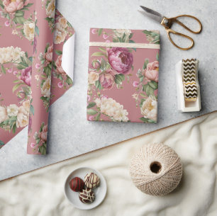 Rosa Mauve Påsklilja Blommig Krans Bröllopsfest Presentpapper