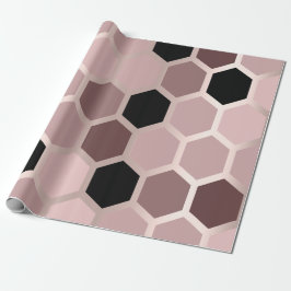 Rosa Mauve Ro Guld Geometry Honeycomb Hexagon Presentpapper