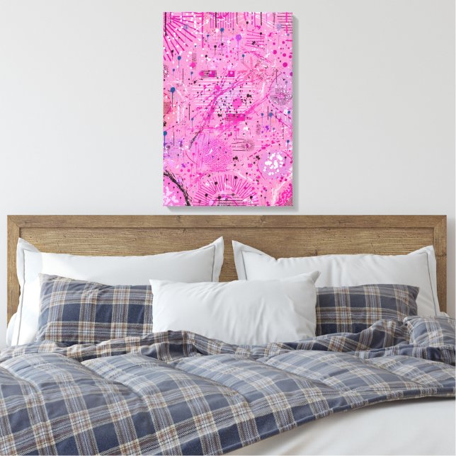 Rosa Maximalistisk Abstrakt: Hallonsundae Canvastryck (Insitu (sovrum))