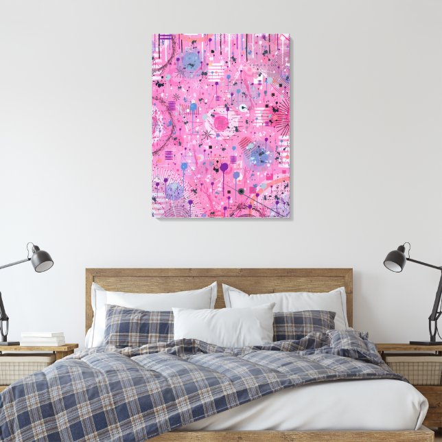 Rosa maximalistisk abstrakt konst  canvastryck (Insitu (sovrum))