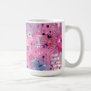 Rosa maximalistisk abstrakt konst kaffemugg