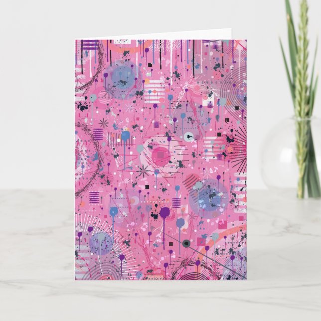 Rosa maximalistisk abstrakt konst  kort (Framsida)