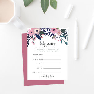 Rosa Meadow Blommigt Baby Shower Gueing Game