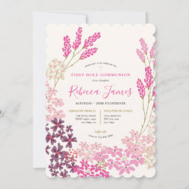 Rosa Meadow First Heliga Communion Inbjudningar