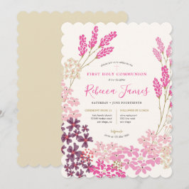 Rosa Meadow First Heliga Communion Inbjudningar