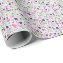 Rosa Meadow Flowers Bröllop Wrapping Papper