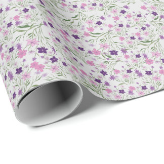 Rosa Meadow Flowers Bröllop Wrapping Papper Presentpapper