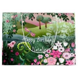 Rosa Meadow med Dragonfly Handmålat