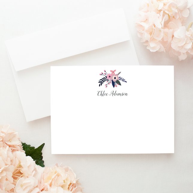 Rosa Meadow Personlig Stationery - plattkort Anteckningskort (Skapare uppladdad)