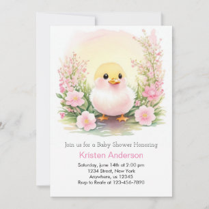 Rosa Meadow Stollig Duckling Girl Baby Shower Inbjudningar