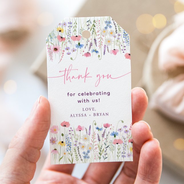 Rosa Meadow WildblomBaby Shower Presentetikett (Skapare uppladdad)