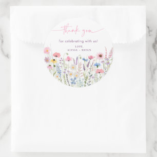 Rosa Meadow WildblomBaby Shower Runt Klistermärke