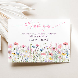 Rosa Meadow WildblomBaby Shower Tack Kort