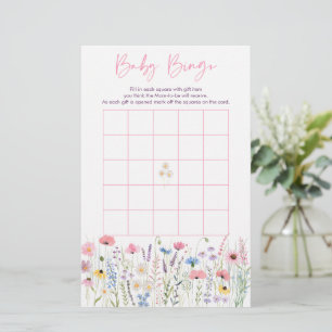 Rosa Meadow WildblommBaby Shower Bingo Game