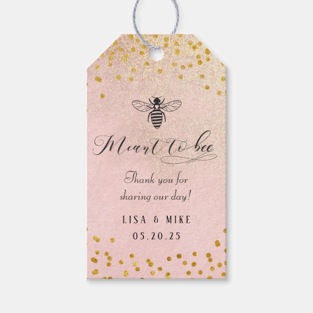 Rosa Meant to Bee honey Wedding Favor Tack Presentetikett (Framsidan)