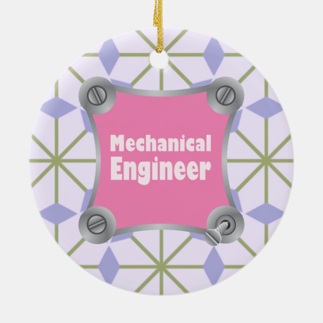 Rosa Mechanical Ingenjör Julgransprydnad Keramik (Baksidan)