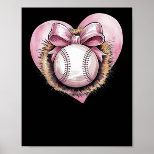 Rosa med ben och hjärta - Stort softball-bedövning Poster