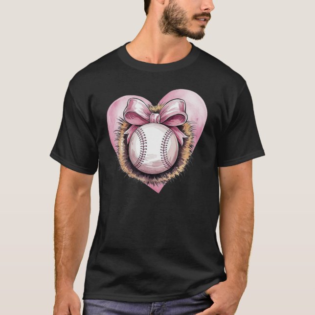 Rosa med ben och hjärta - Stort softball-bedövning T Shirt (Framsida)