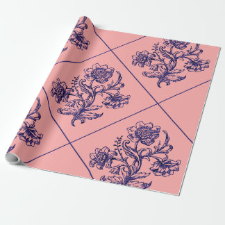 Rosa med blå blomma presentpapper