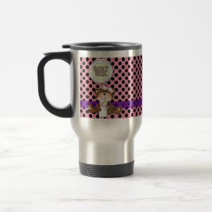 Rosa med Black Polka dots Girl Nalle Resemugg