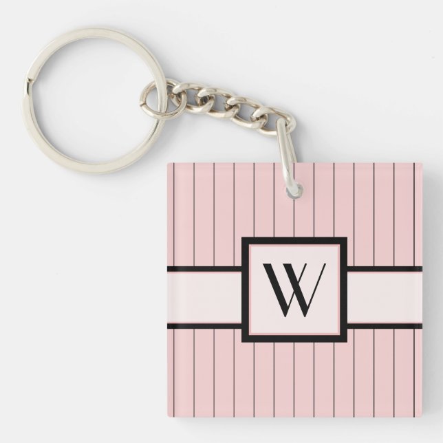 Rosa med Black Streck Acrylic Keychain (Framsidan)