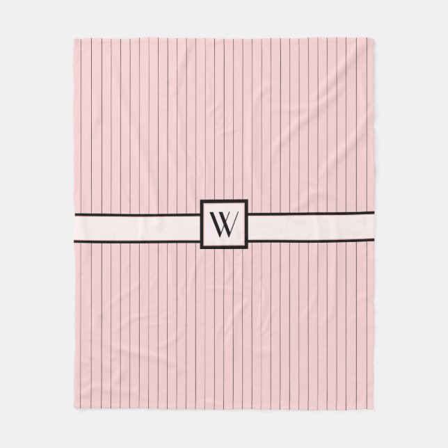 Rosa med Black Streck Fleece Blanket (Framsidan)