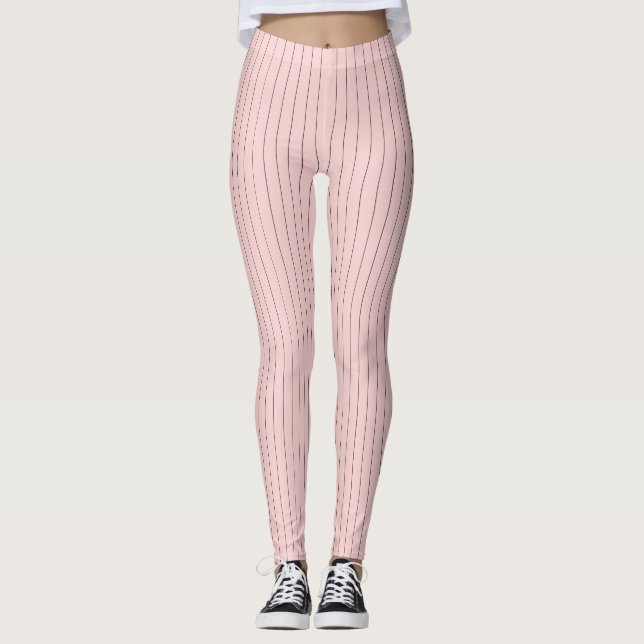 Rosa med Black Streck Leggings (Framsida)