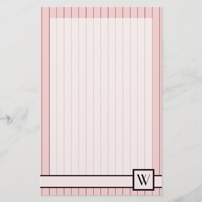 Rosa med Black Streck Stationery Brevpapper (Framsida)