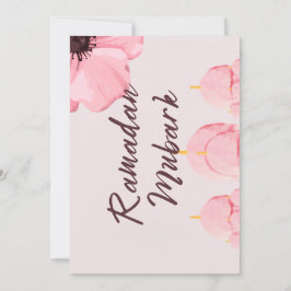 Rosa med blomman Ramadan mubark Inbjudningar