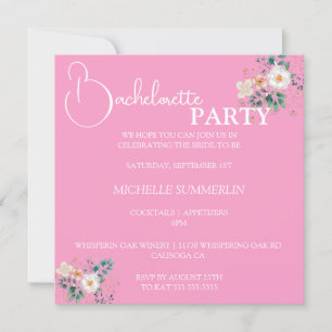 Rosa med Blommor Bachelorette-partiets inbjudan