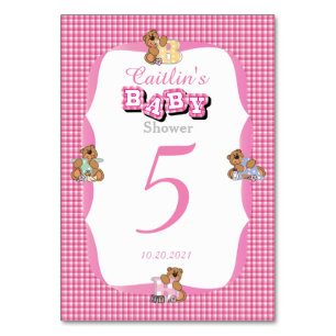 Rosa med Bordsnumren Baby Bears Bordsnummer
