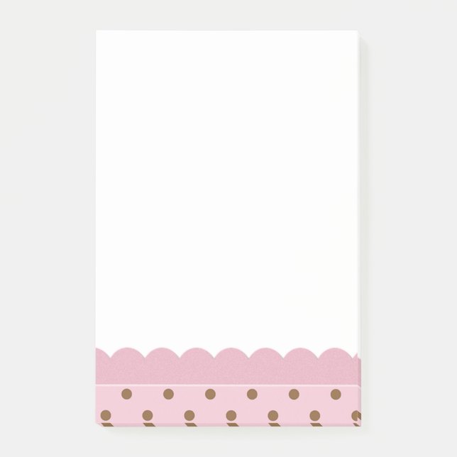 Rosa med Brown Polka dots Post-it Block (Framsida)