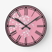 Rosa med Cherry Blommar Wall Clock