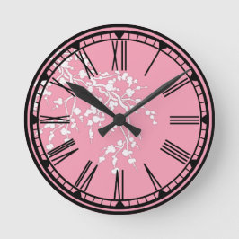 Rosa med Cherry Blommar Wall Clock Rund Klocka