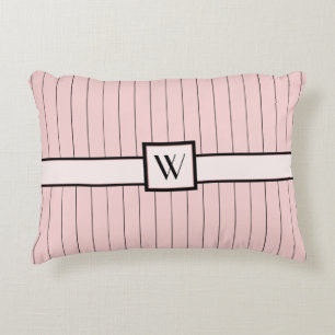Rosa med dekorfärg för svart Streck Prydnadskudde