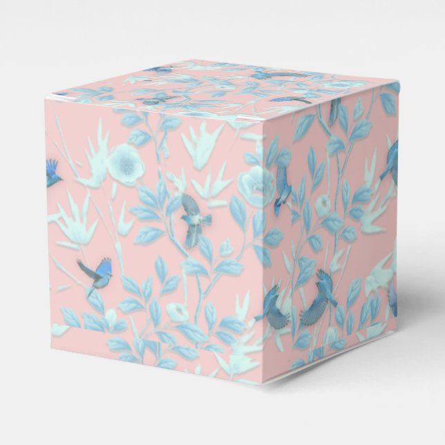 Rosa med fåglar och blommor presentaskar (Framsidan Sidan)