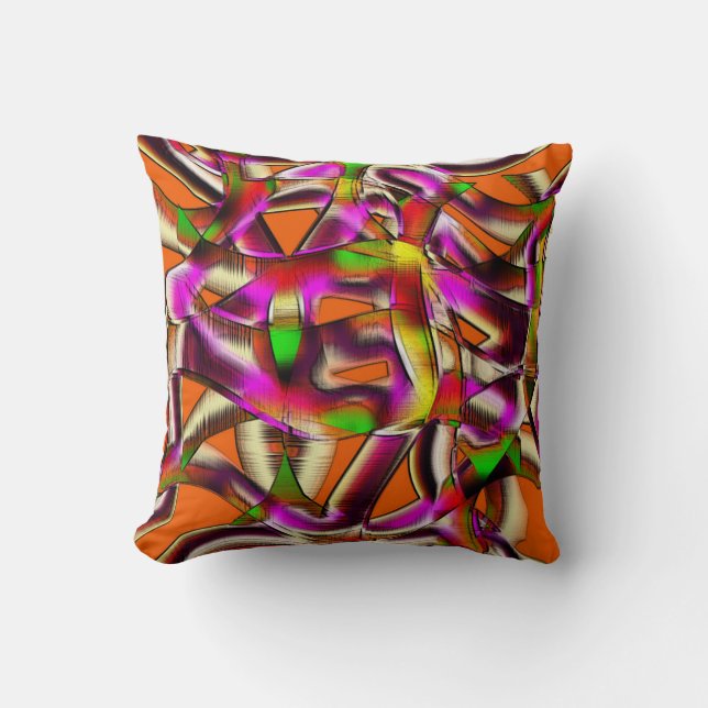 Rosa med färgade skrotade skärsår, berusade repor kudde (Framsida)