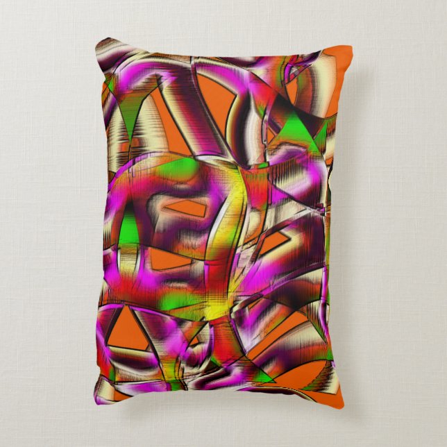 Rosa med färgade skrotade skärsår, berusade repor prydnadskudde (Baksidan(Vertikal))