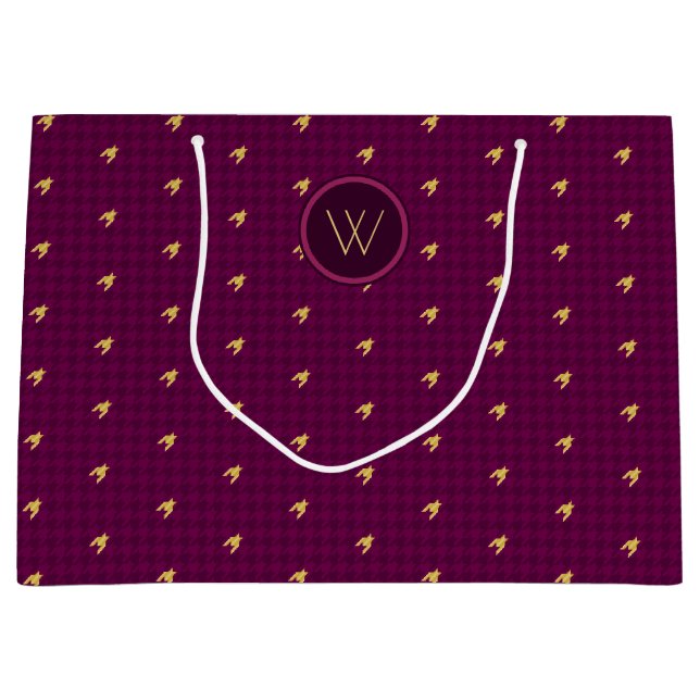 Rosa med Guld accent Houndstooth Gift Bag (Framsidan)