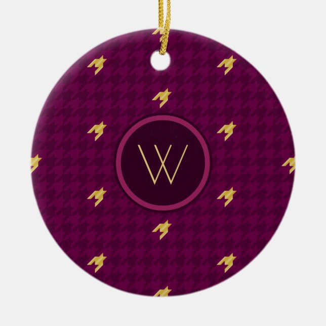 Rosa med Guld accent Houndstooth Ornament (Framsidan)