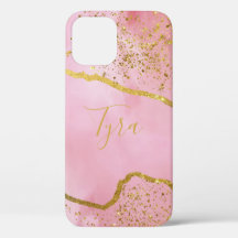 Rosa med Guld Glitter iPhone/iPad-ärende