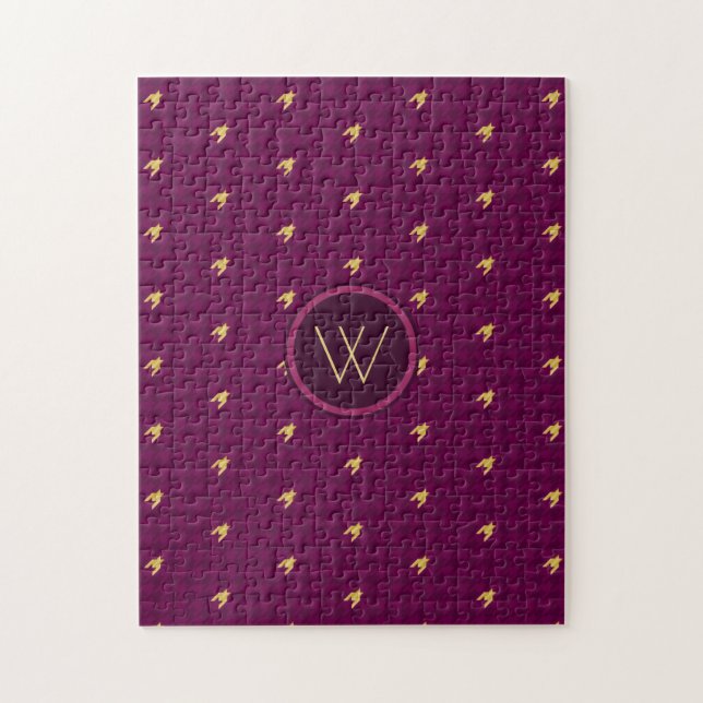 Rosa med Guld Houndstooth Puzzle Pussel (Vertikal)