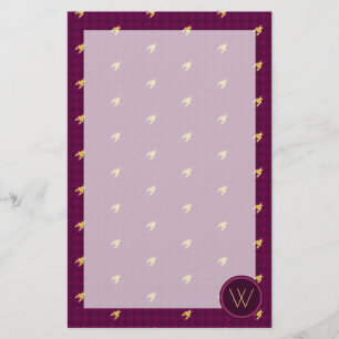 Rosa med Guld Houndstooth Stationery Brevpapper