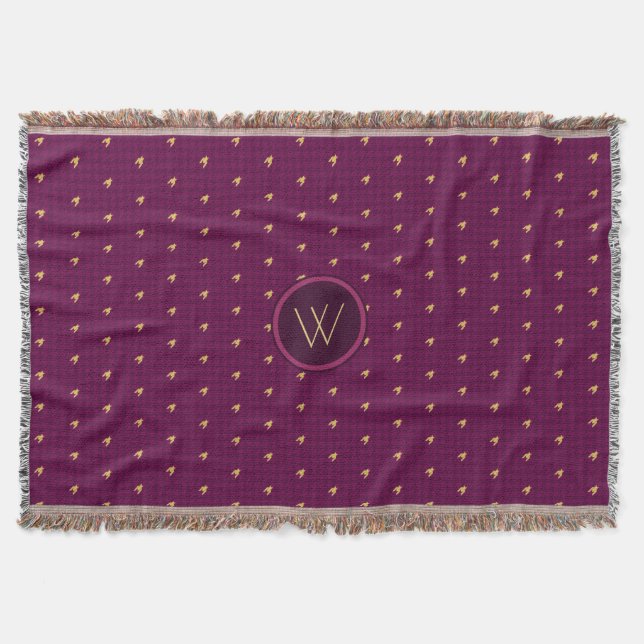 Rosa med Guld Houndstooth Throw Blanket Filt (Framsidan)
